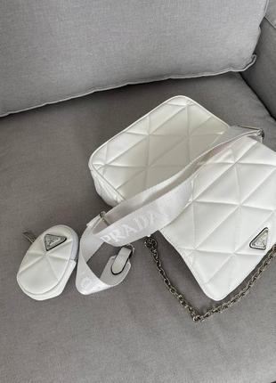 Сумка prada re-nylon padded shoulder white5 фото