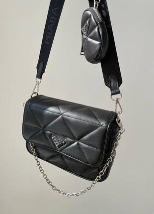 Сумка prada re-nylon padded shoulder black4 фото