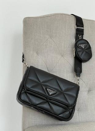 Сумка prada re-nylon padded shoulder black3 фото