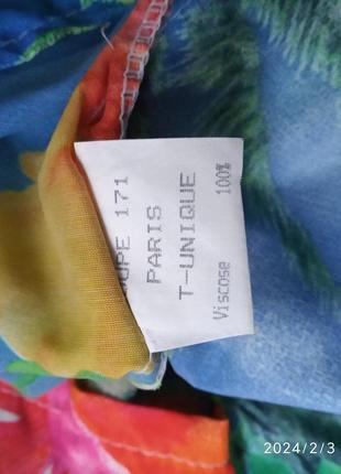 Блуза вискоза цветастая винтажная франция 60-70е4 фото