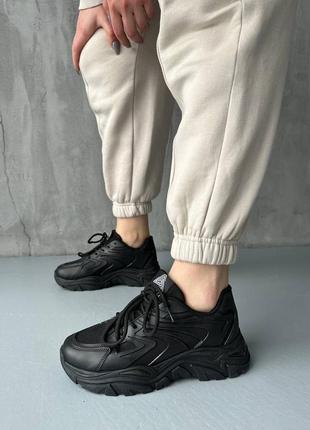 Стильные женские черные кроссовки, эко кожа, 35-36-37-38-39