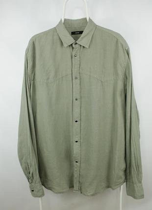 Лляна брендова сорочка рубашка diesel s-plan 100% linen regular fit olive shirt