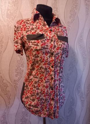 Жіноча сорочка-блузка з коротким рукавом, 42-44-46 розміру, б.в. ідеальний стан1 фото