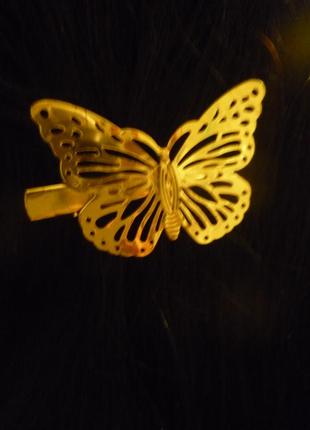 Accessorize заколка зажим шпилька для волос "бабочки" комплект пара цвет золото6 фото