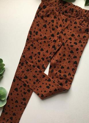 Лосины коричневые в черные сердечки, 116см (5-6роков)