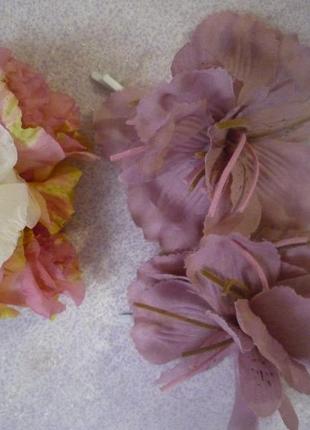 Винтаж заколка невидимка, украшение для волос, пара, искусственные цветы *пудровая лилия*2 фото