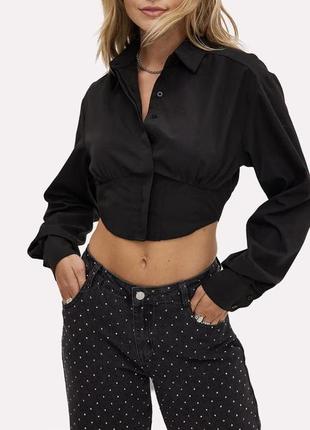 Рубашка блуза укороченная с имитацией корсета2 фото