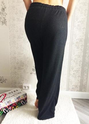 Женские трикотажные  чёрные широкие брюки2 фото