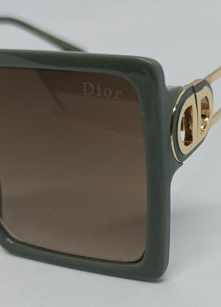 Очки в стиле christian dior женские солнцезащитные большие квадратные в темно зеленой оправе3 фото