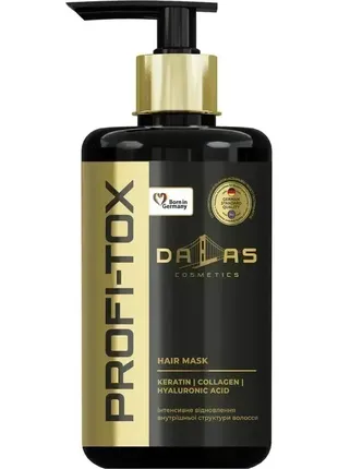 Маска для волос dalas profi-tox с кератином, коллагеном и гиалуроновой кислотой 900 мл