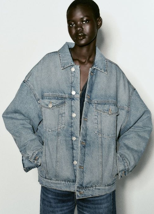 Утеплена джинсова куртка zara  m-l,  xl-xxl3 фото