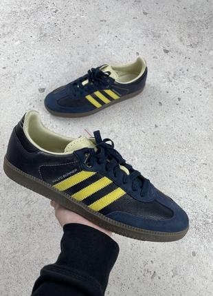 Adidas samba x wales bonner navy/yellow кросовки оригінал