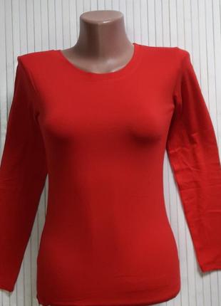 Лонгслив женский, футболка с длинным рукавом вискоза, красный размер 48-52