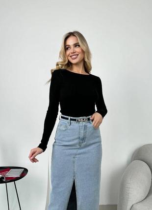 Юбка джинсовая меди с разрезом джинс серый 2 цвета юбка мыды с разрезом джинс серая с поясом2 фото