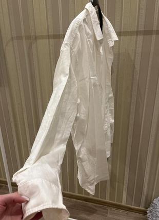 Белая рубашка оверсайз из плотной ткани2 фото