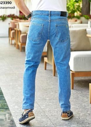 Стильные демисезонные мужские джинсы слим однотонные мужские джинсы классические молодежные мужские джинсы3 фото