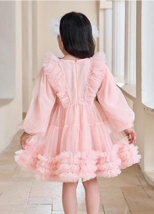 Очень пышное воздушное детское платье розовая мечта с длинным рукавом на праздник день рождения вечеринку фотосессия на 4 5 6 7 7-ти 7-ти недель3 фото