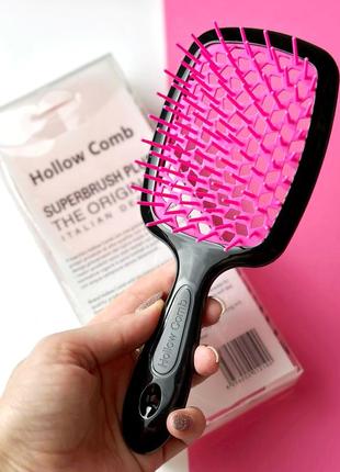 Гребінець для волосся superbrush plus hollow comb, чорний/малиновий