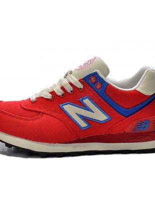 Женские красно-белые кроссовки new balance 574 - nz026