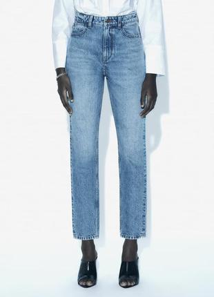 Прямые джинсы zara straight mid rise