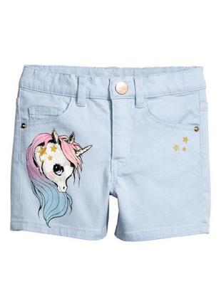 Джинсовые шорты с изображением единорога unicorns от h&m