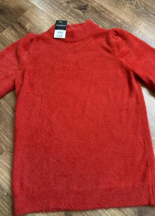 Червоний мягенький светер  з довгим рукавом, кофта червона жіноча