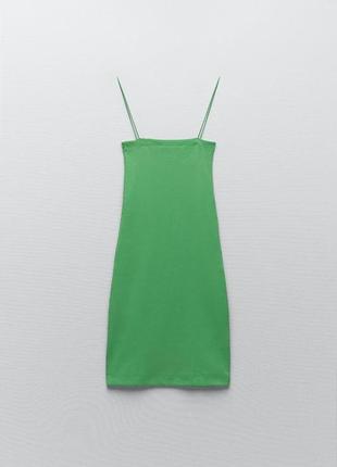 Коротка сукня міні zara трикотажна в рубчик на бретелях короткое платье мини трикотажное3 фото