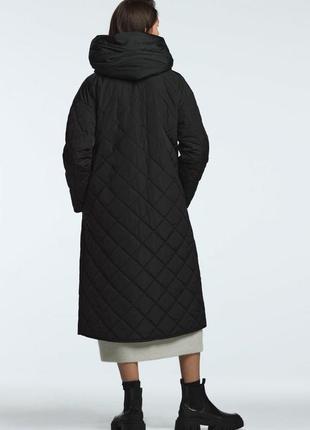 🔥🔥 стганная женская куртка zara.длинное стеганое пальто из прочной матовой ткани2 фото