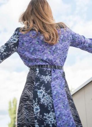 Новое платье миди h&m вискозное платье - рубашка цветочный принт цветы5 фото