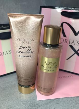 Мист + лосьон для тела «bare vanilla shimmer». victoria’s secret. оригинал 🇺🇸