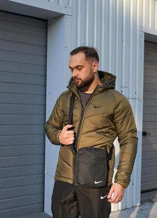 Комплект куртка nike хакі + штани nike. барсетка nike у подарунок!3 фото