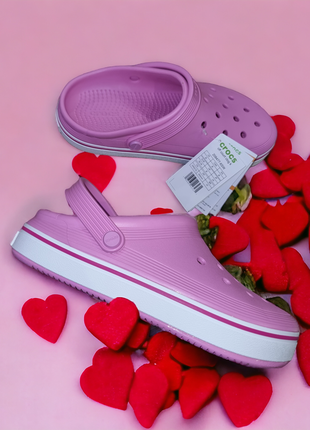 Шлепанцы crocs crocband clean clog t 208479 taffy pink1 фото