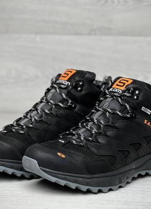 Кроссовки кожаные зимние salomon dragon skin winter black2 фото