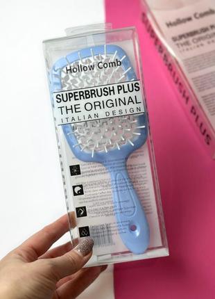 Гребінець для волосся superbrush plus hollow comb, блакитний/білий4 фото