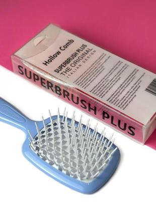 Гребінець для волосся superbrush plus hollow comb, блакитний/білий3 фото