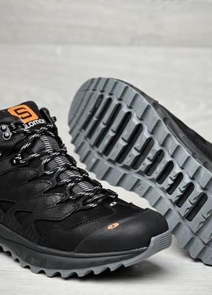 Кроссовки кожаные зимние salomon dragon skin winter black