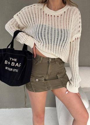 Свитер сеточка полупрозрачная прозрачная сеточка в полоску вязаная джемпер кофта базовый стильный тренд зара zara