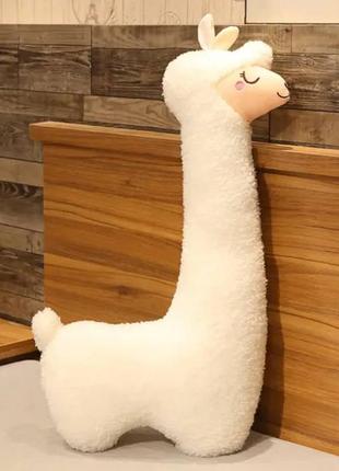 М'яка плюшева іграшка антистрес подушка альпака 70 см білий1 фото