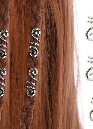 Украшение на волосы металлическая спиралька на косички дреды пружинка1 фото
