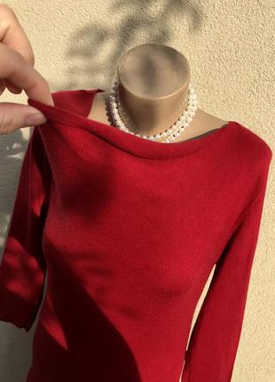 Винтаж,красное трикотаж платье,шёлк-кашемир,ворот хомут,люкс бренд2 фото