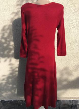 Винтаж,красное трикотаж платье,шёлк-кашемир,ворот хомут,люкс бренд8 фото