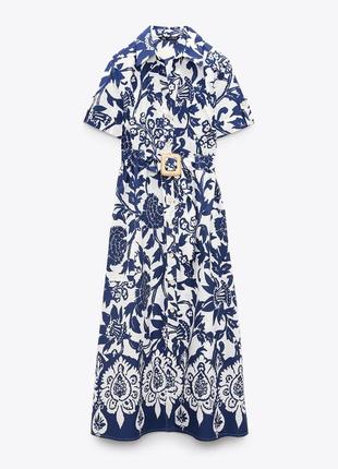 Zara -60% 💛 платье этно принт роскошное коттон стильное xs, s, м,6 фото