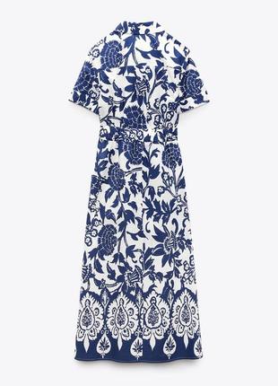 Zara -60% 💛 платье этно принт роскошное коттон стильное xs, s, м,7 фото