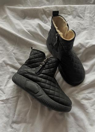 Новые черные стеганые ботинок. на искусственном меху хайтопы8 фото