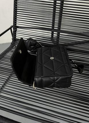Женская сумка кроссбоди prada через плечо сумка 2 в 1 черная брендовая сумочка6 фото