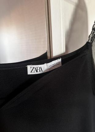 Сукня маленькое платье чёрное рукава органза классическое праздничное zara3 фото