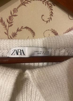 Zara свитер с широким воротником белый4 фото