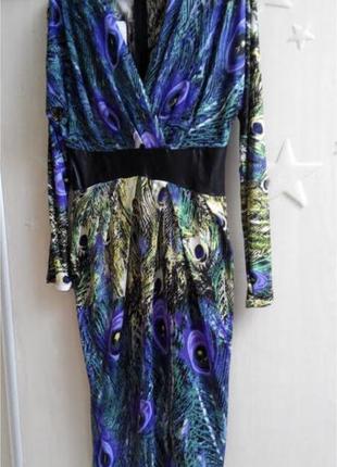 Платье миди нарядное вечернее экокожа на запах