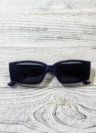Солнцезащитные очки женские, черные, глянцевые в синей пластиковой оправе (без бренда)6 фото