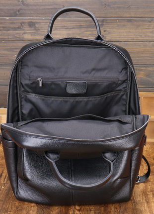 Шкіряний чоловічий рюкзак класичний чорний з натуральної шкіри якісний9 фото